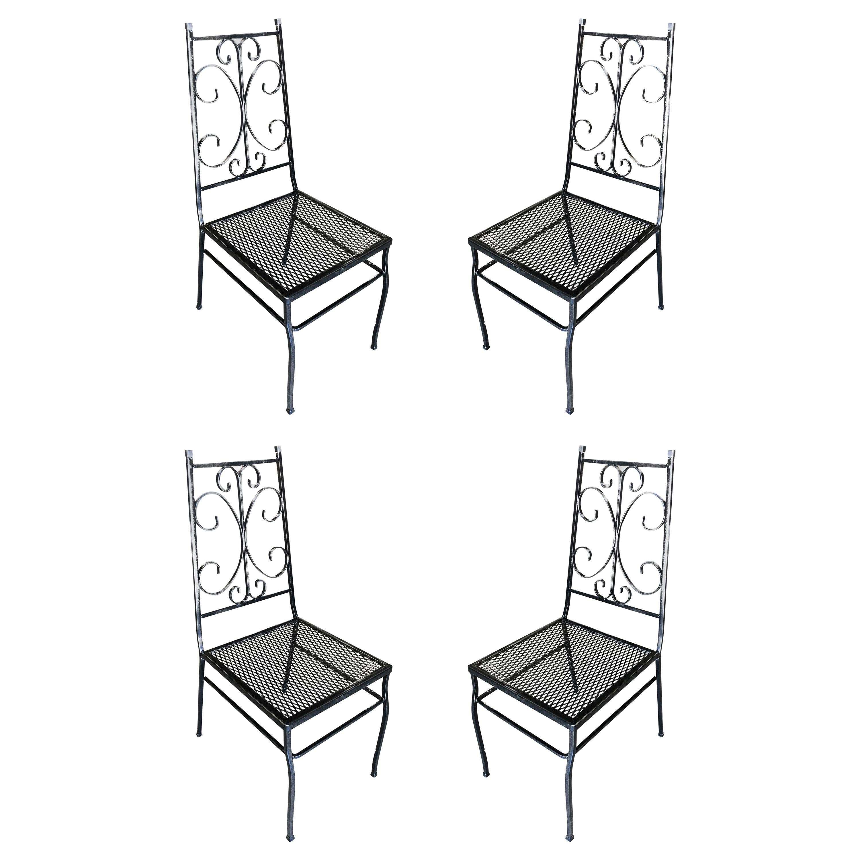 Midcentury-Beistellstuhl für den Außenbereich/Patio mit Schnörkelmuster, Vierer-Set