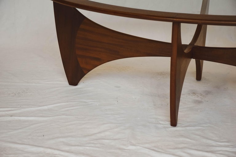 Midcentury Oval 'Astro' Coffee Table with Glass Top by GPlan, 1960 at