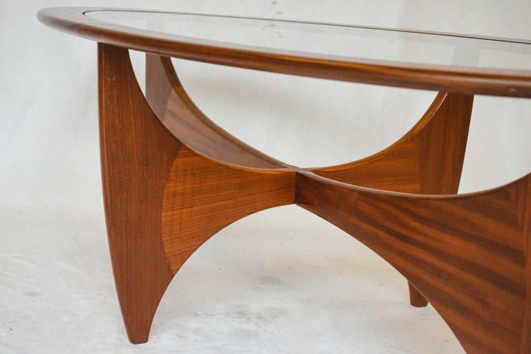 Midcentury Oval 'Astro' Coffee Table with Glass Top by GPlan, 1960 at