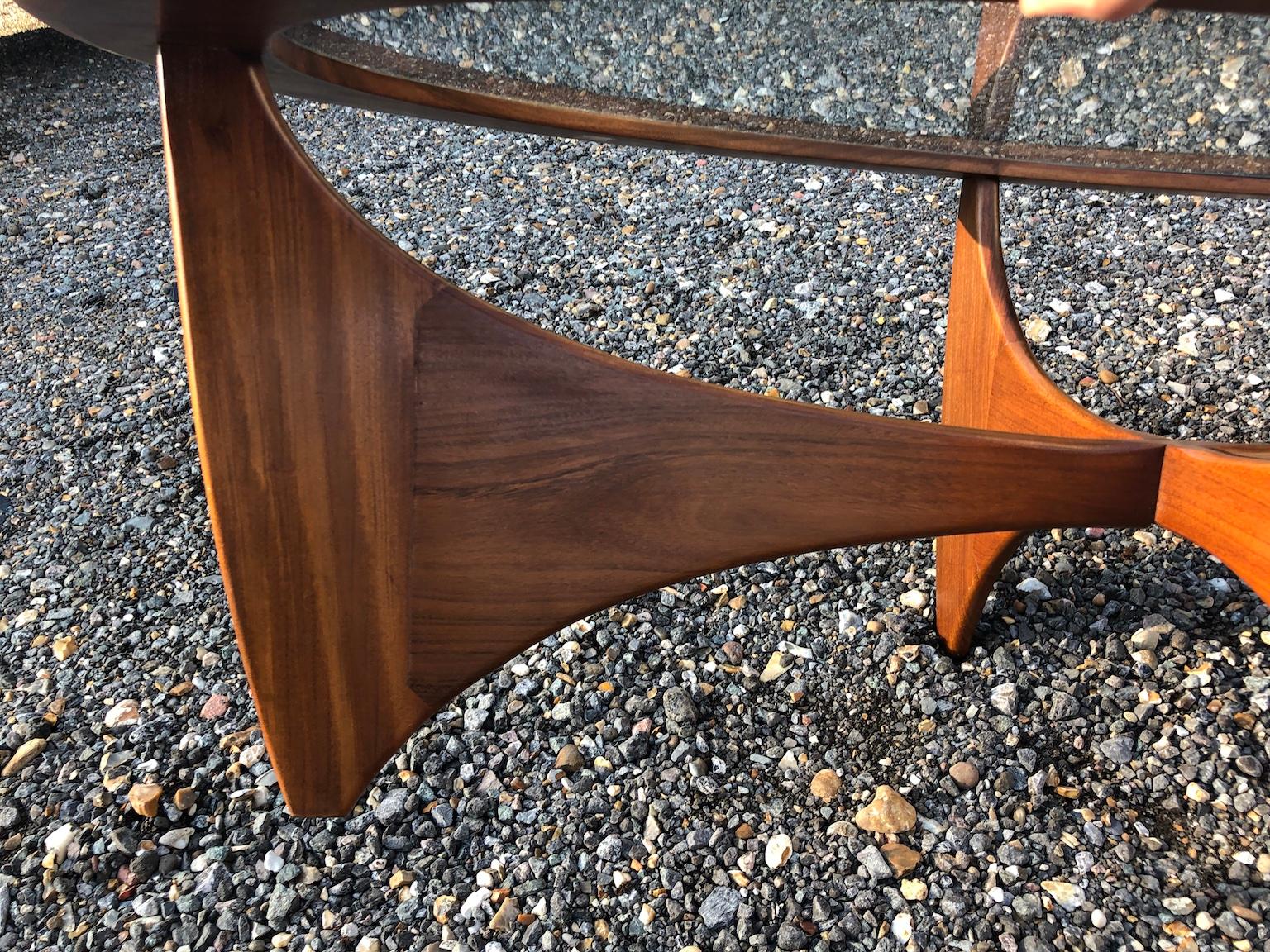 Mid-20th Century Midcentury Oval 'Astro' Teak Coffee Table with Glass Top by G-Plan, 1960s