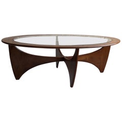 Midcentury Oval 'Astro' Teak Coffee Table with Glass Top by G-Plan, 1960s