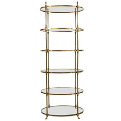 Midcentury Oval Brass Étagère