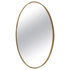 Midcentury Oval Brass Framed Mirror, Italy, circa 1970s