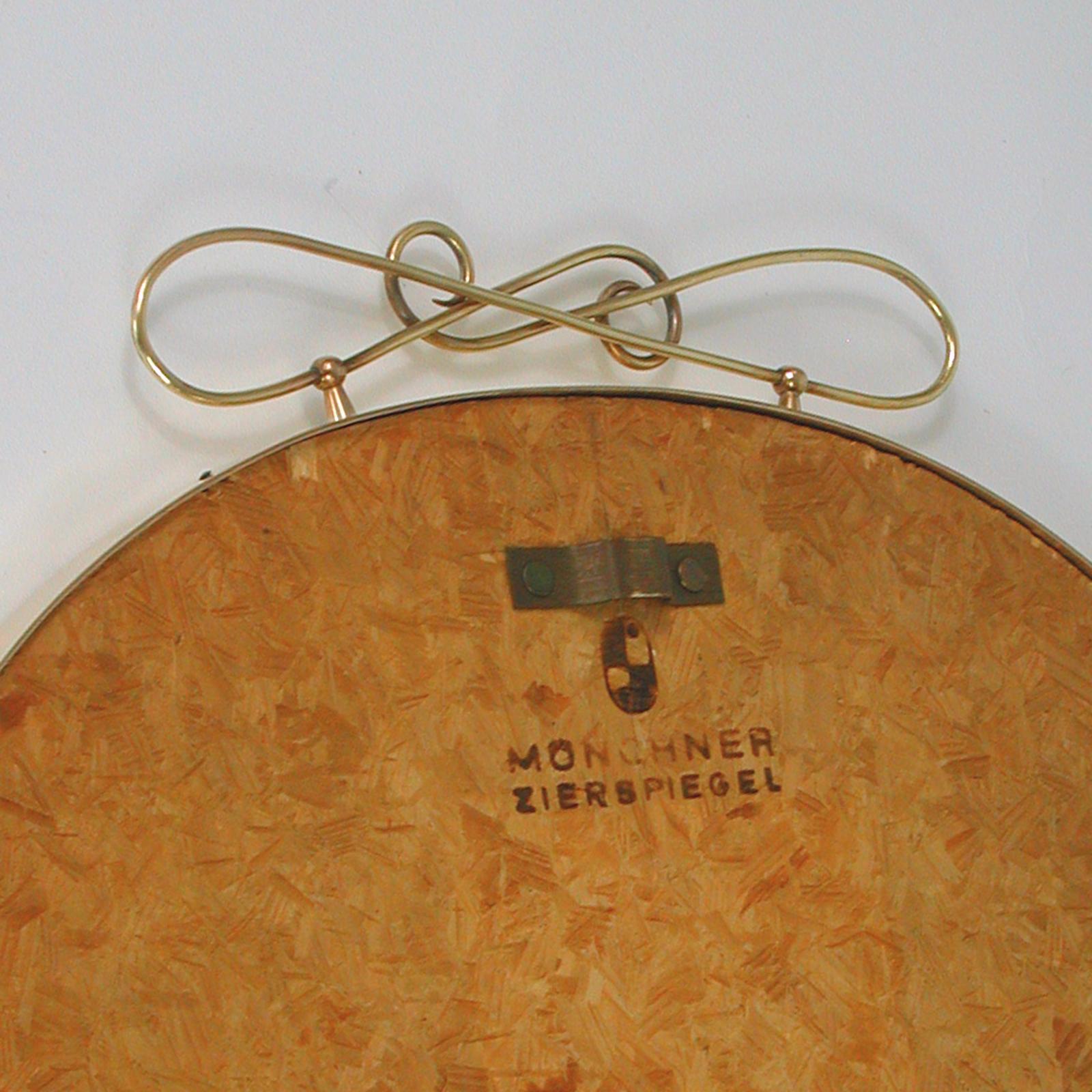 Midcentury Oval Brass Wall Mirror by Münchner Zierspiegel, Germany 1950s 4