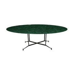 Midcentury Oval Green Marble Italian Dining Table, Italy, 1950