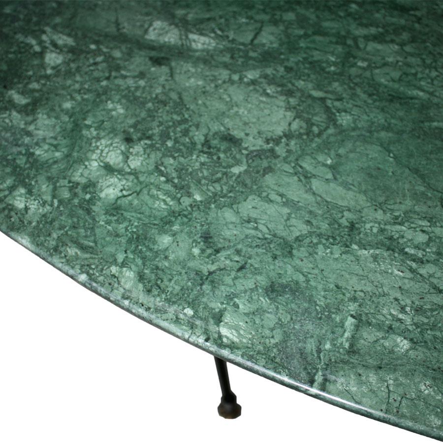 Lacquered Midcentury Oval Green Marble Italian Dining Table, Italy, 1950