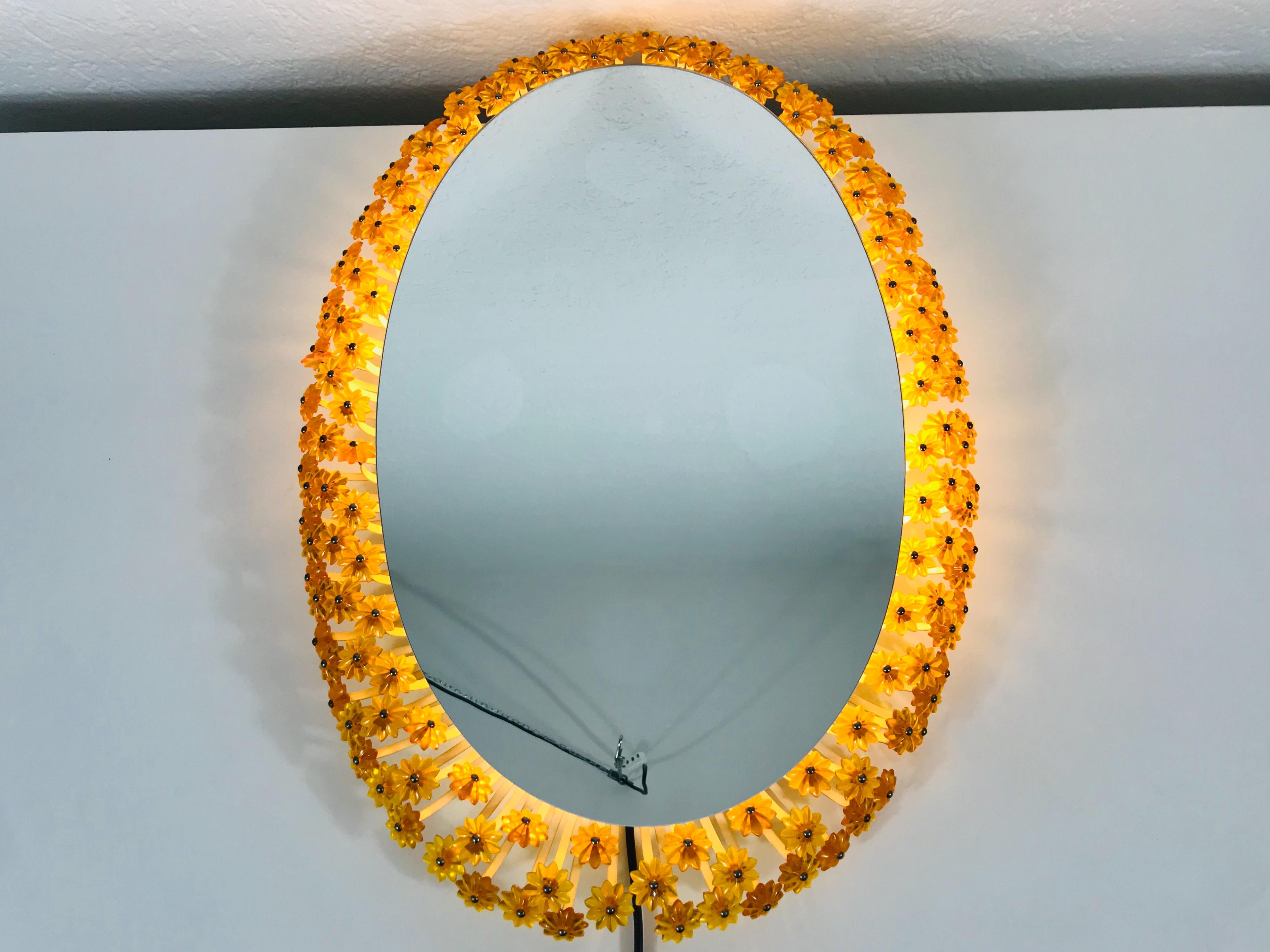 Midcentury Oval Illuminated Mirror by Emil Stejnar for Rupert Nikoll, 1960s 1