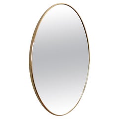 Midcentury Oval Italian Brass Wall Mirror, 1950s