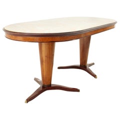 Midcentury Oval Italian Dining Table with Two Legs, 1950s