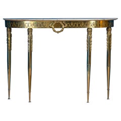 Console ovale en laiton du milieu du siècle dernier, Italie, 1950