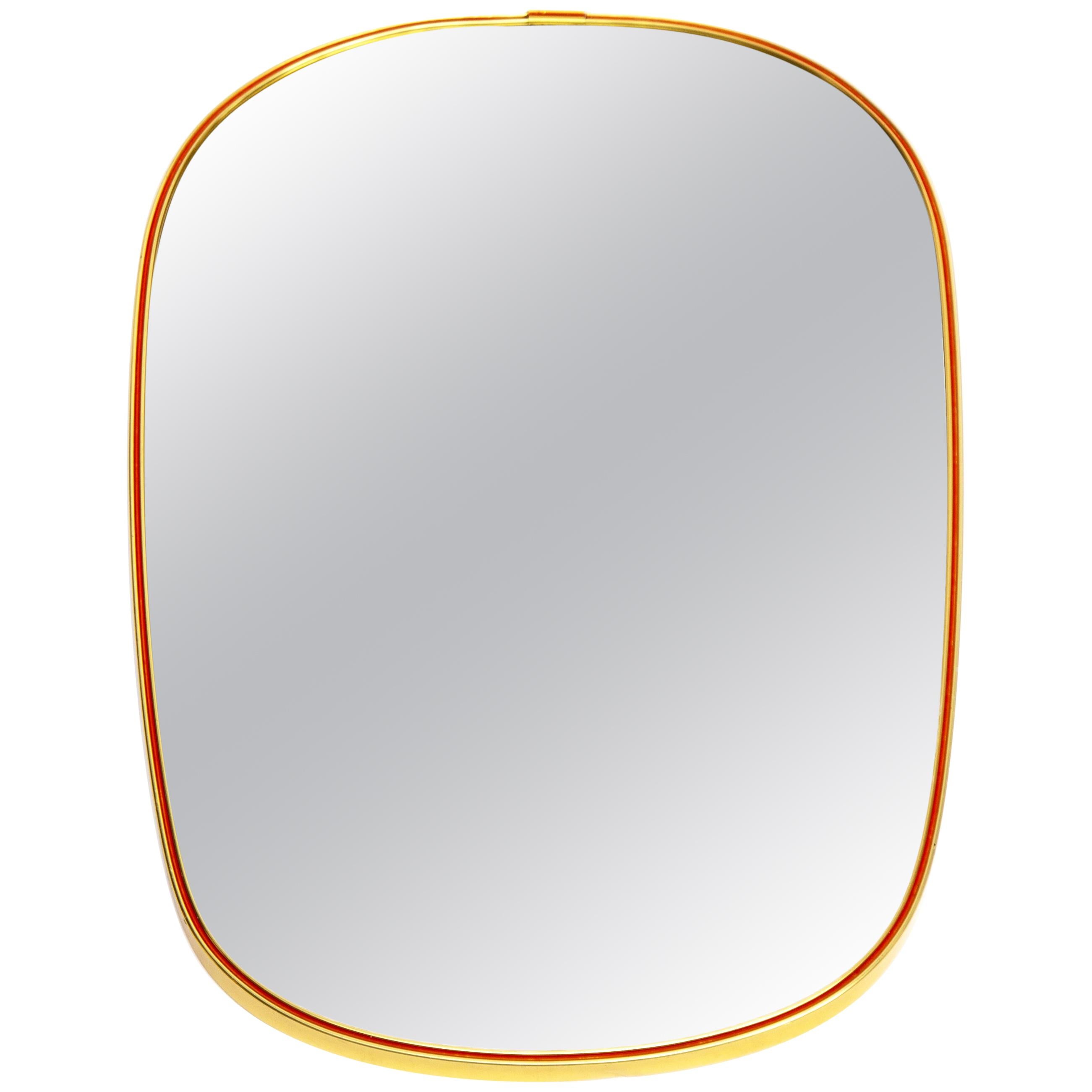 Midcentury Oval Shaped Brass Mirror, 1950s
