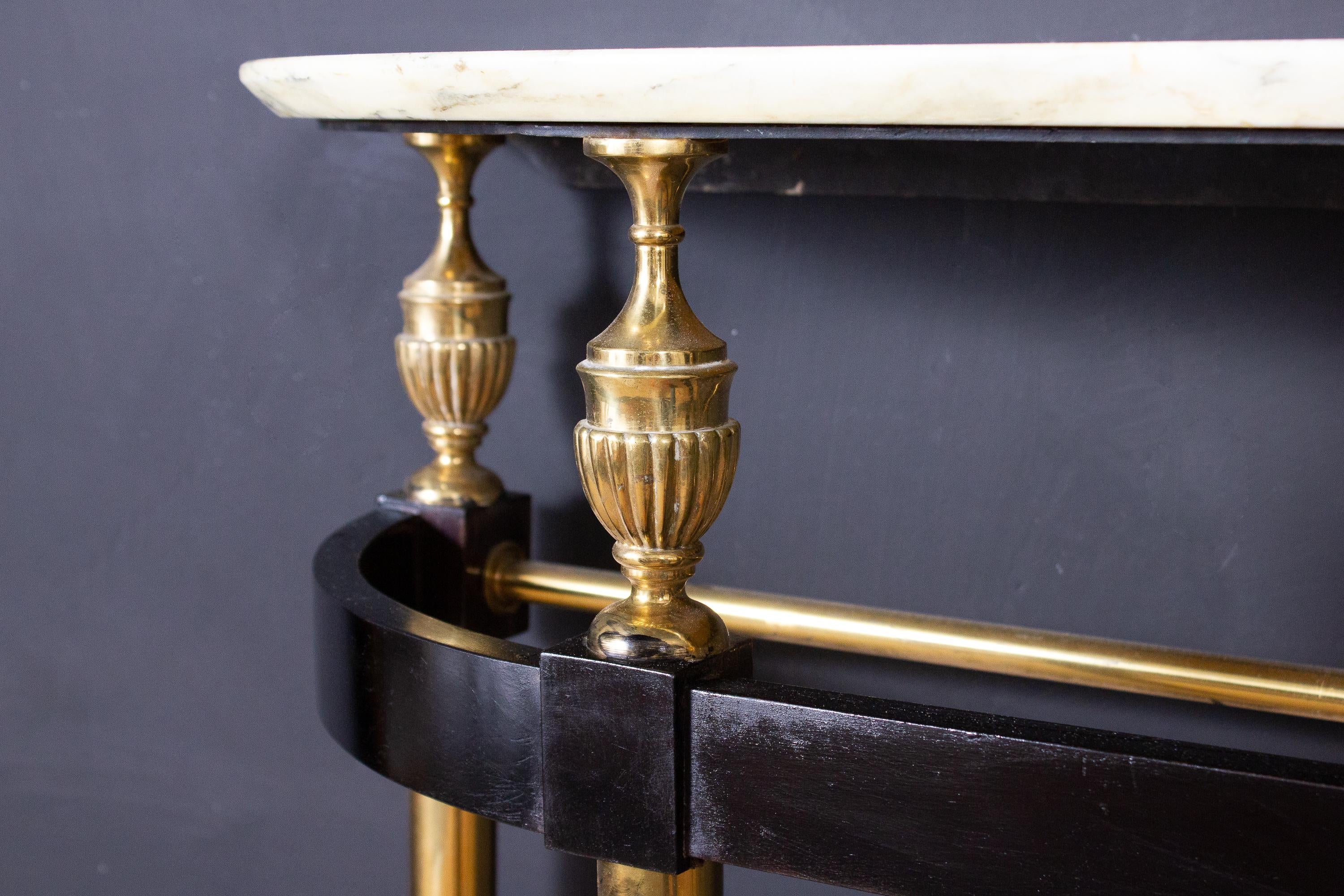 Midcentury Oval Shaped Gilt Bronze Console Table Italy, 1950 4
