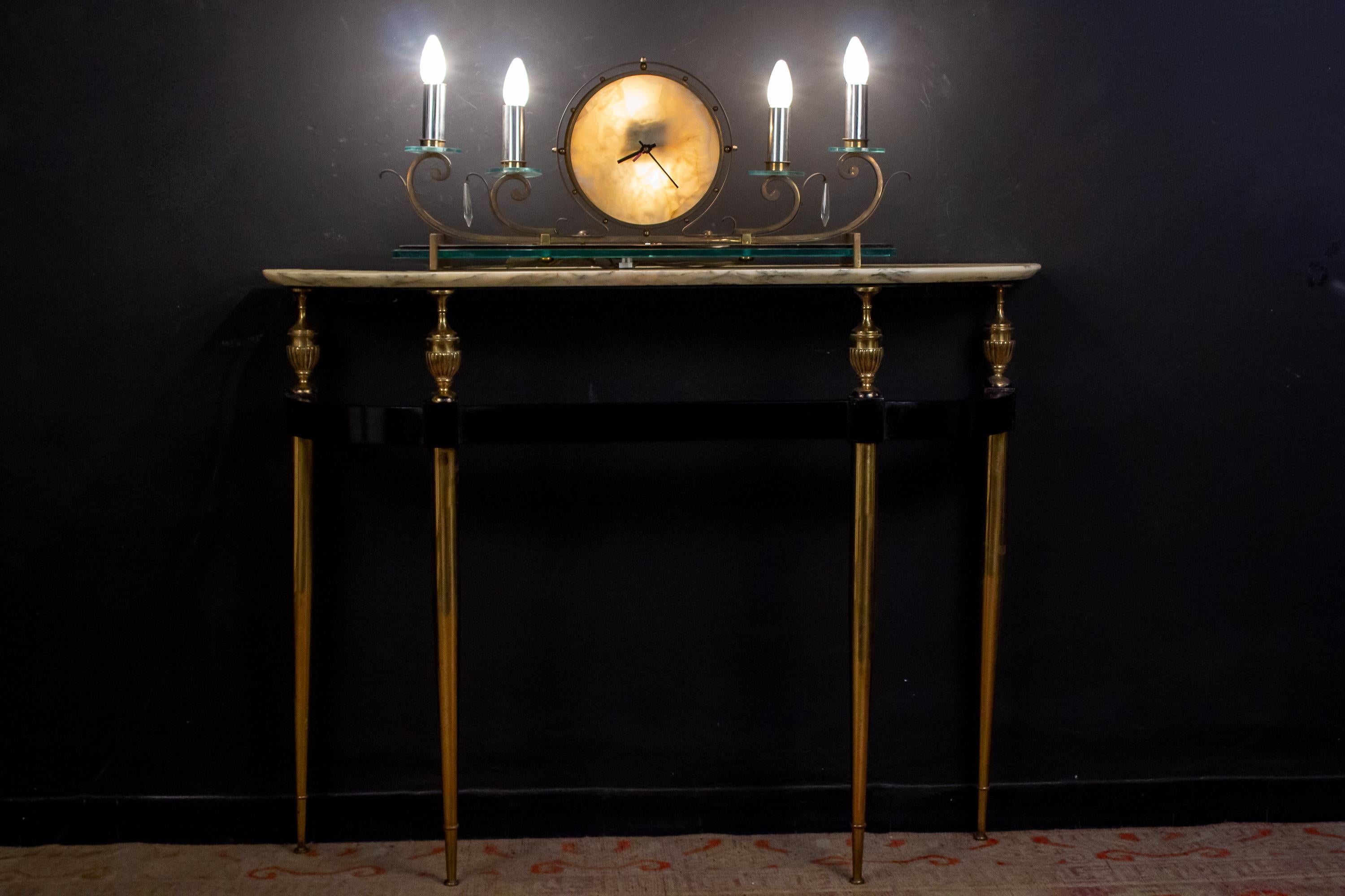 Midcentury Oval Shaped Gilt Bronze Console Table Italy, 1950 5