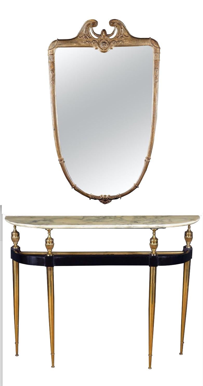 Midcentury Oval Shaped Gilt Bronze Console Table Italy, 1950 8