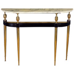 Midcentury Oval Shaped Gilt Bronze Console Table Italy, 1950