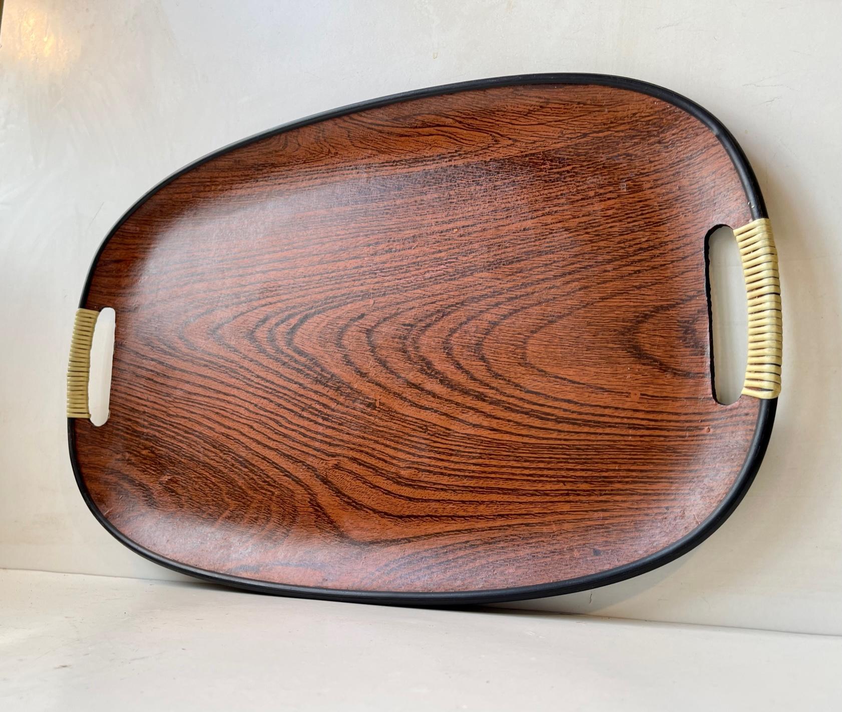 Mid-Century Modern Midcentury Oval Tray in Faux Wood, 1960s For Sale