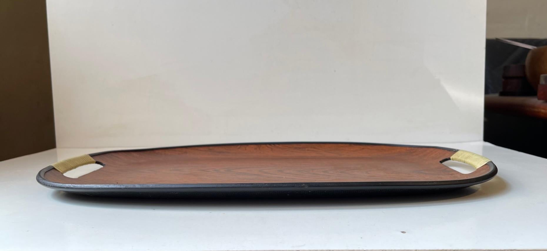 Scandinavian Midcentury Oval Tray in Faux Wood, 1960s For Sale