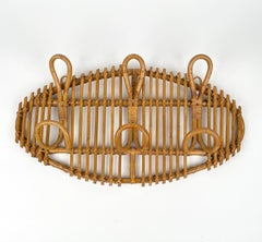 Ovaler Garderobenständer aus Rattan und Bambus, Italien, 1960er Jahre, Mitte des Jahrhunderts