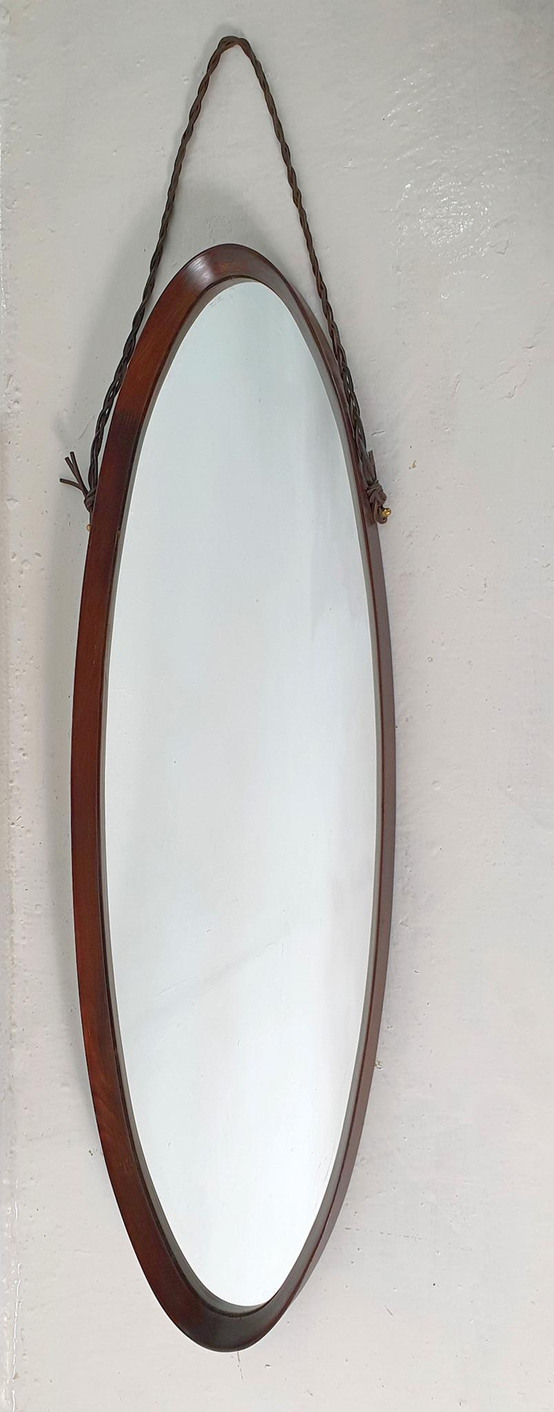 Rope Midcentury Oval Wall Mirror by Campo e Graffi, Italy