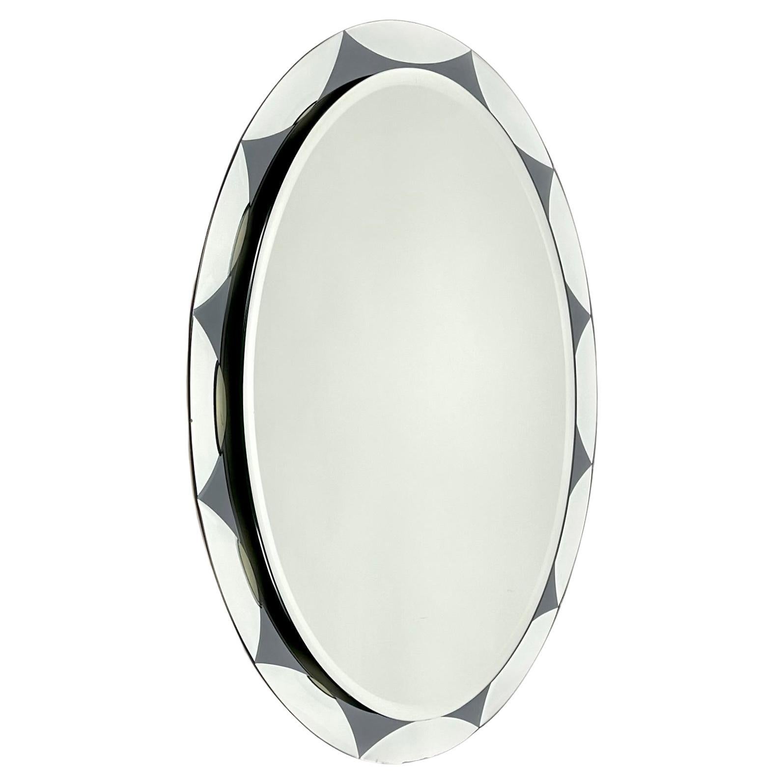 Midcentury Oval Wall Mirror by Metalvetro Galvorame, Italy, 1970s