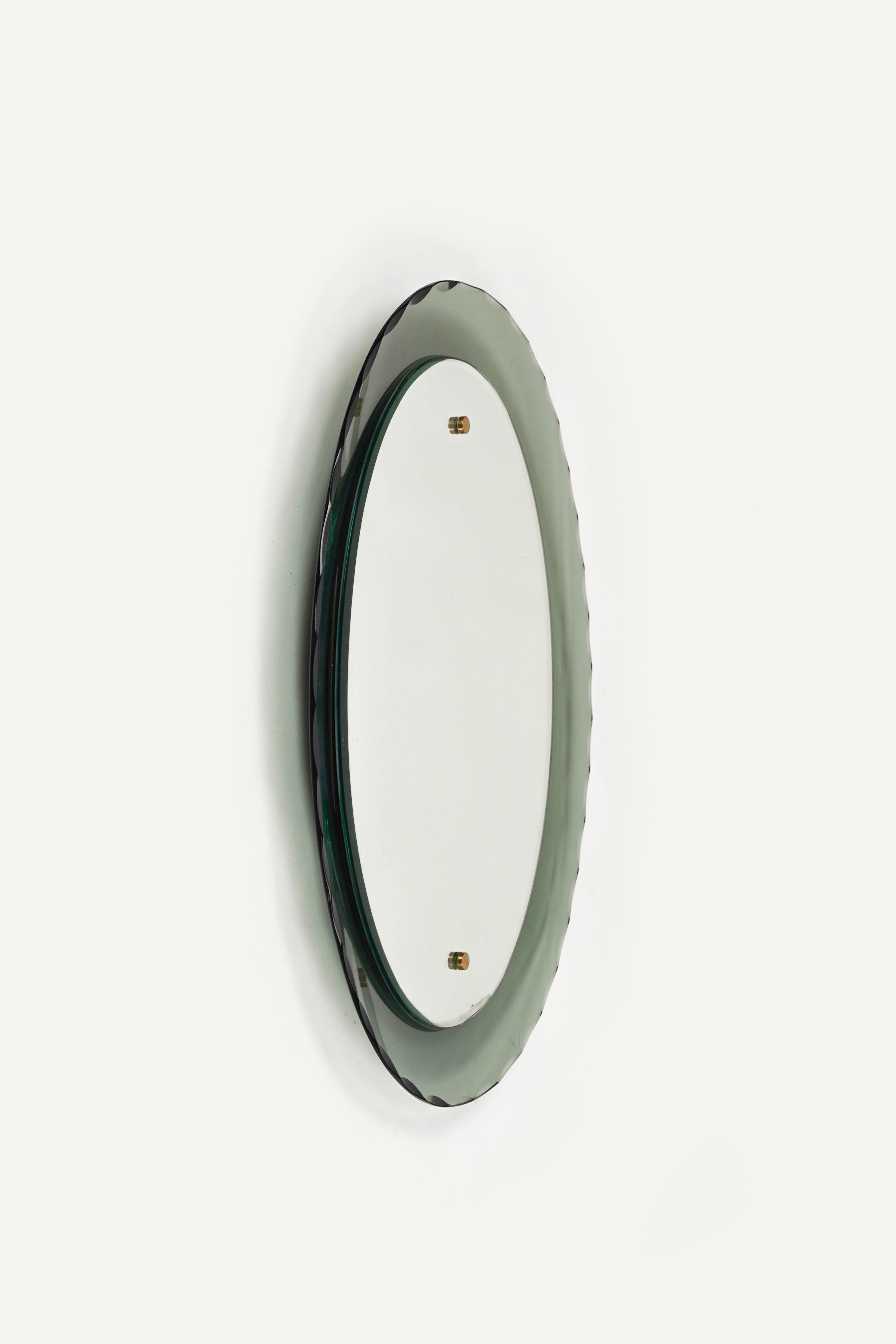 Mid-Century Modern Midcentury Oval Wall Mirror whit Smoked Glass Frame by Cristal Arte, Italy 1960s For Sale