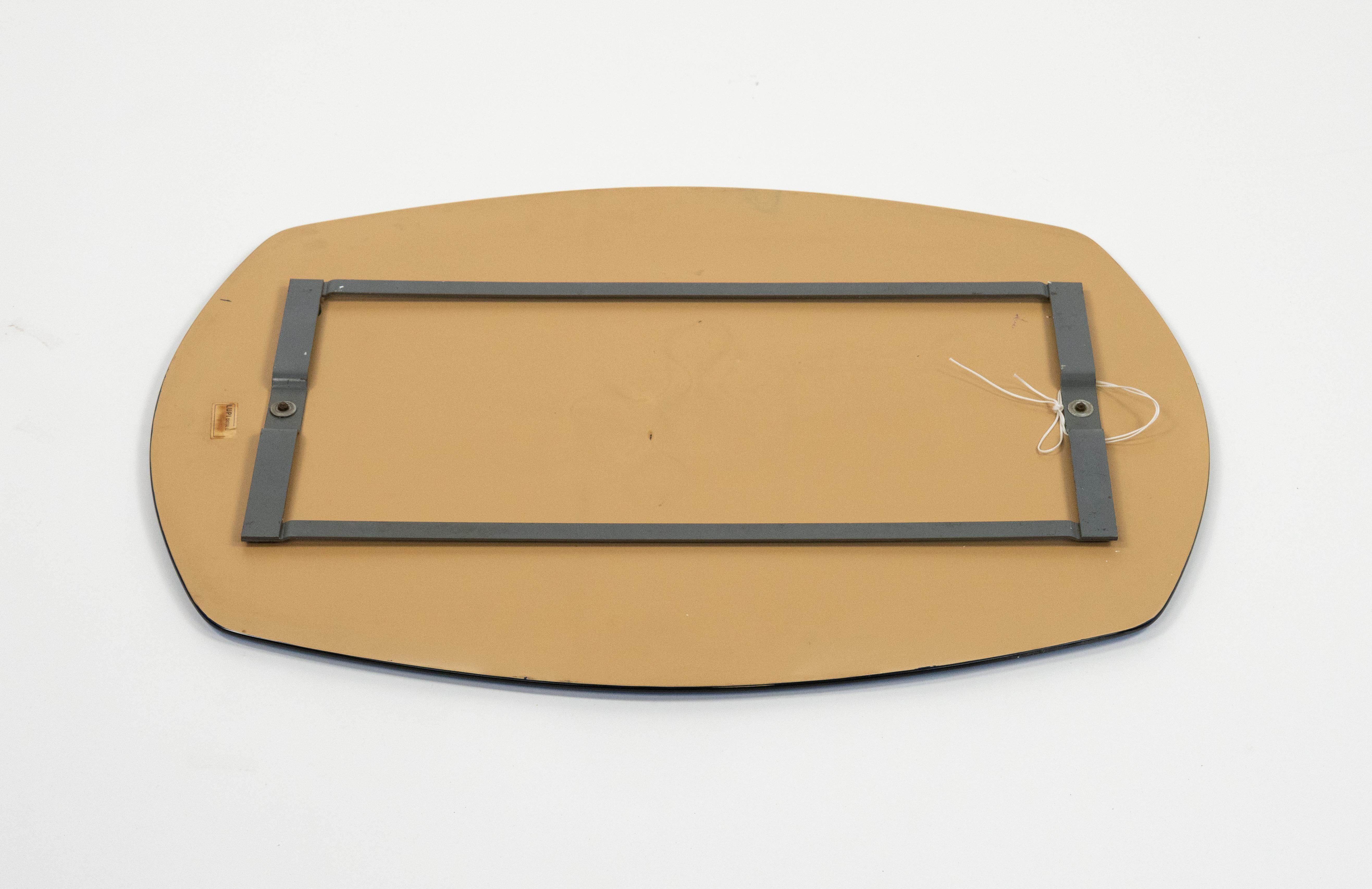 Miroir mural ovale du milieu du siècle avec cadre bleu par Lupi Cristal Luxor, Italie, années 1960 en vente 7