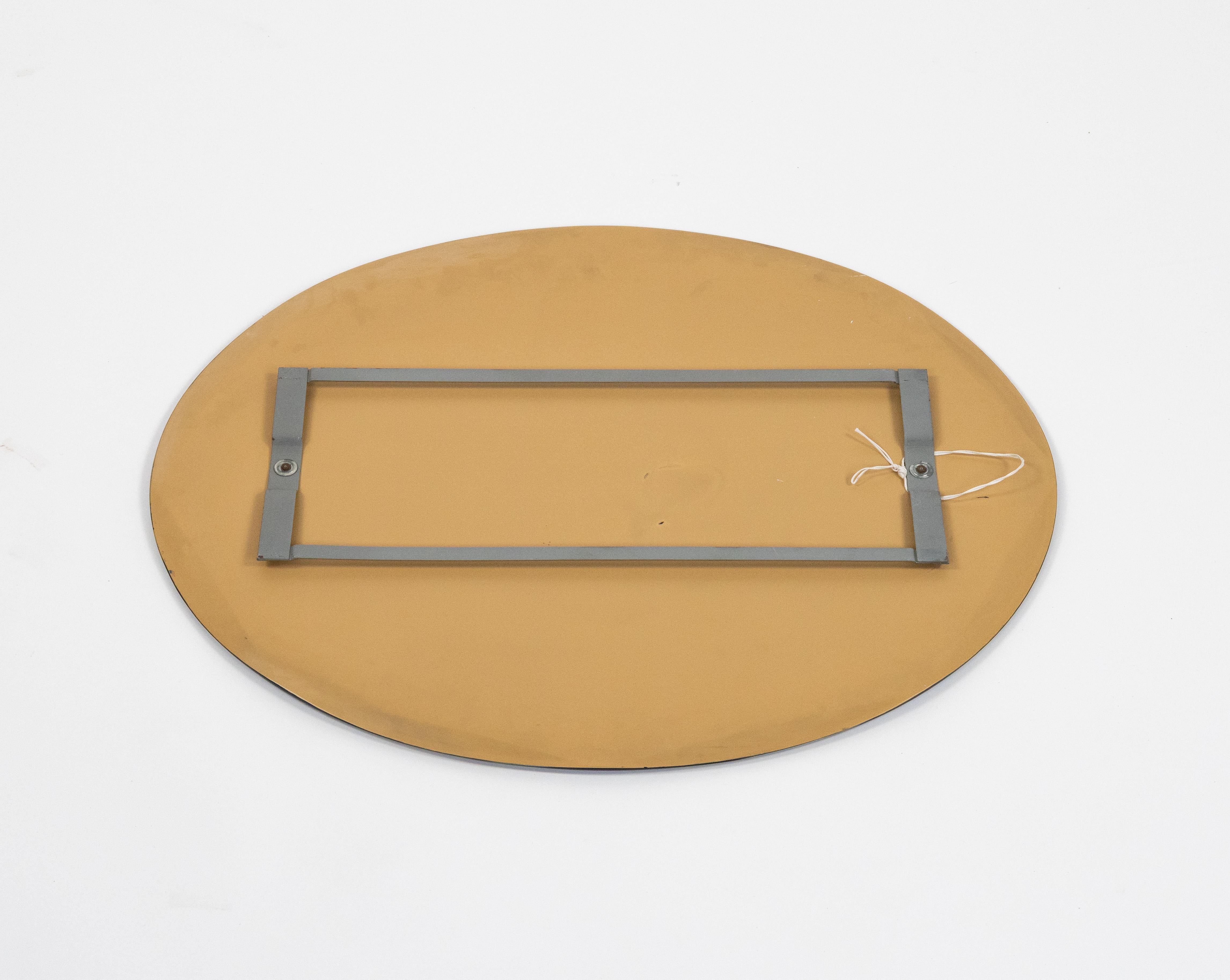 Specchio da parete ovale del Medioevo con cornice blu in stile Cristal Arte, Italia anni '60 in vendita 8