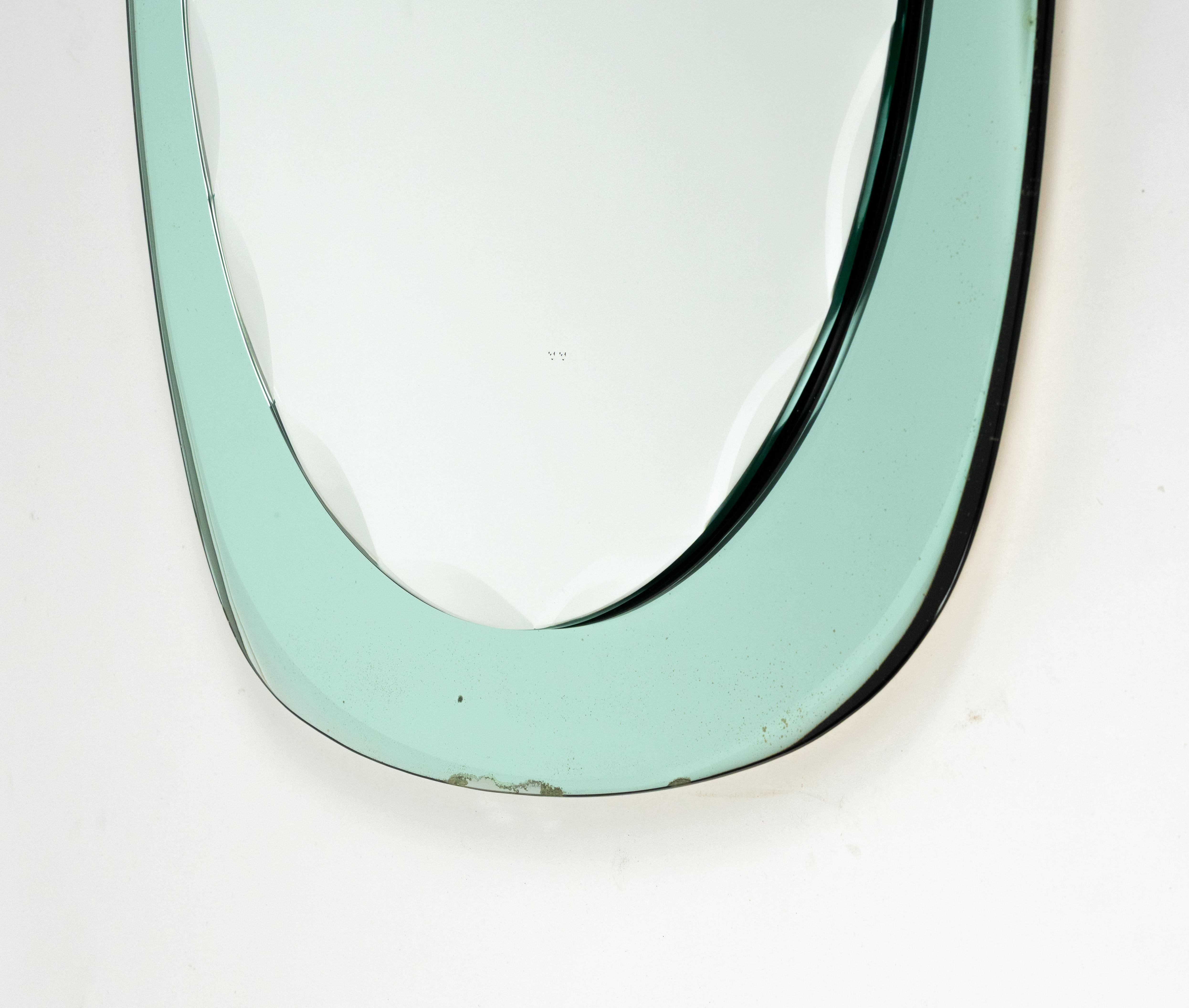Miroir mural ovale du milieu du siècle avec cadre vert, style Cristal Arte, Italie, années 1960 en vente 4