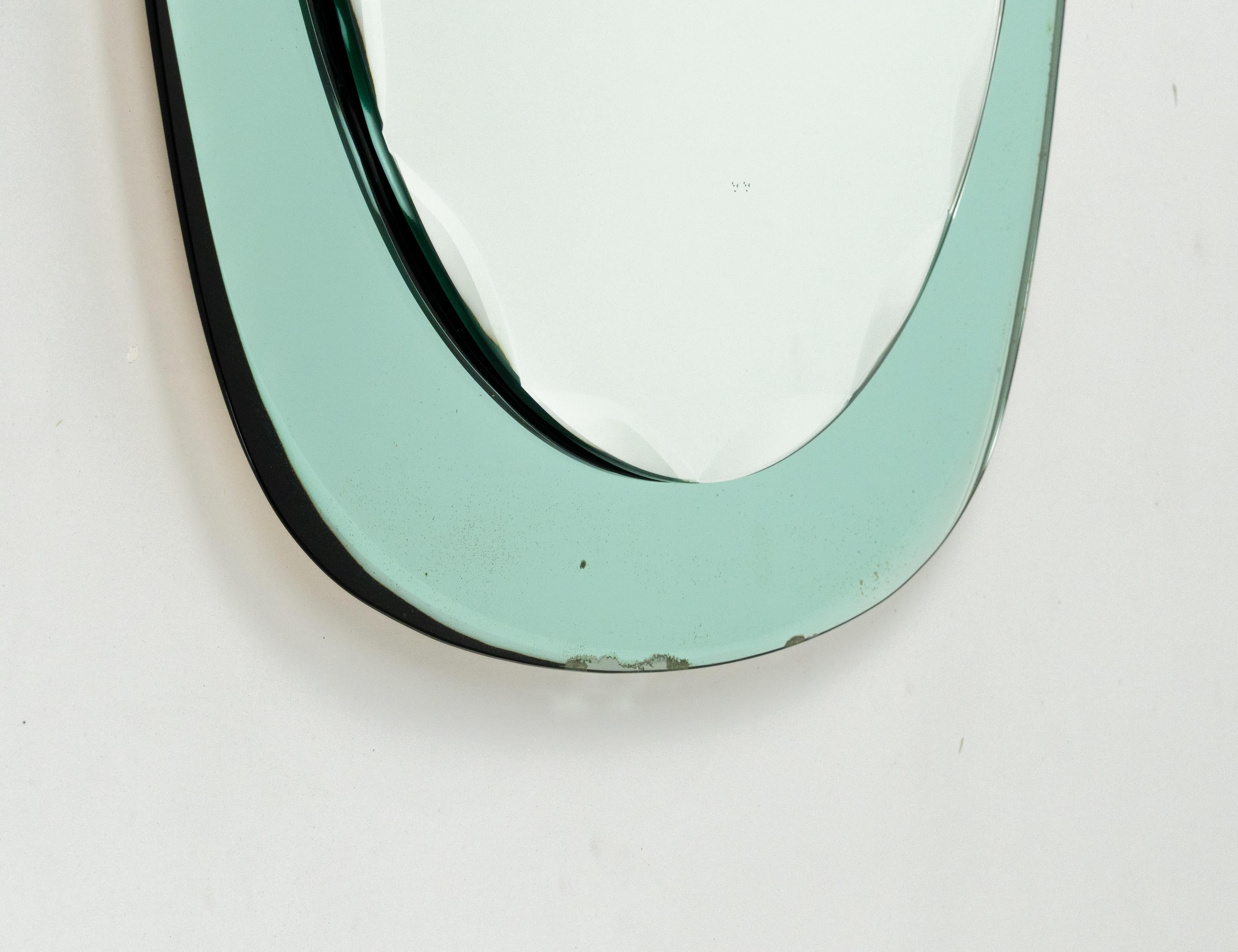 Miroir mural ovale du milieu du siècle avec cadre vert, style Cristal Arte, Italie, années 1960 Bon état - En vente à Rome, IT