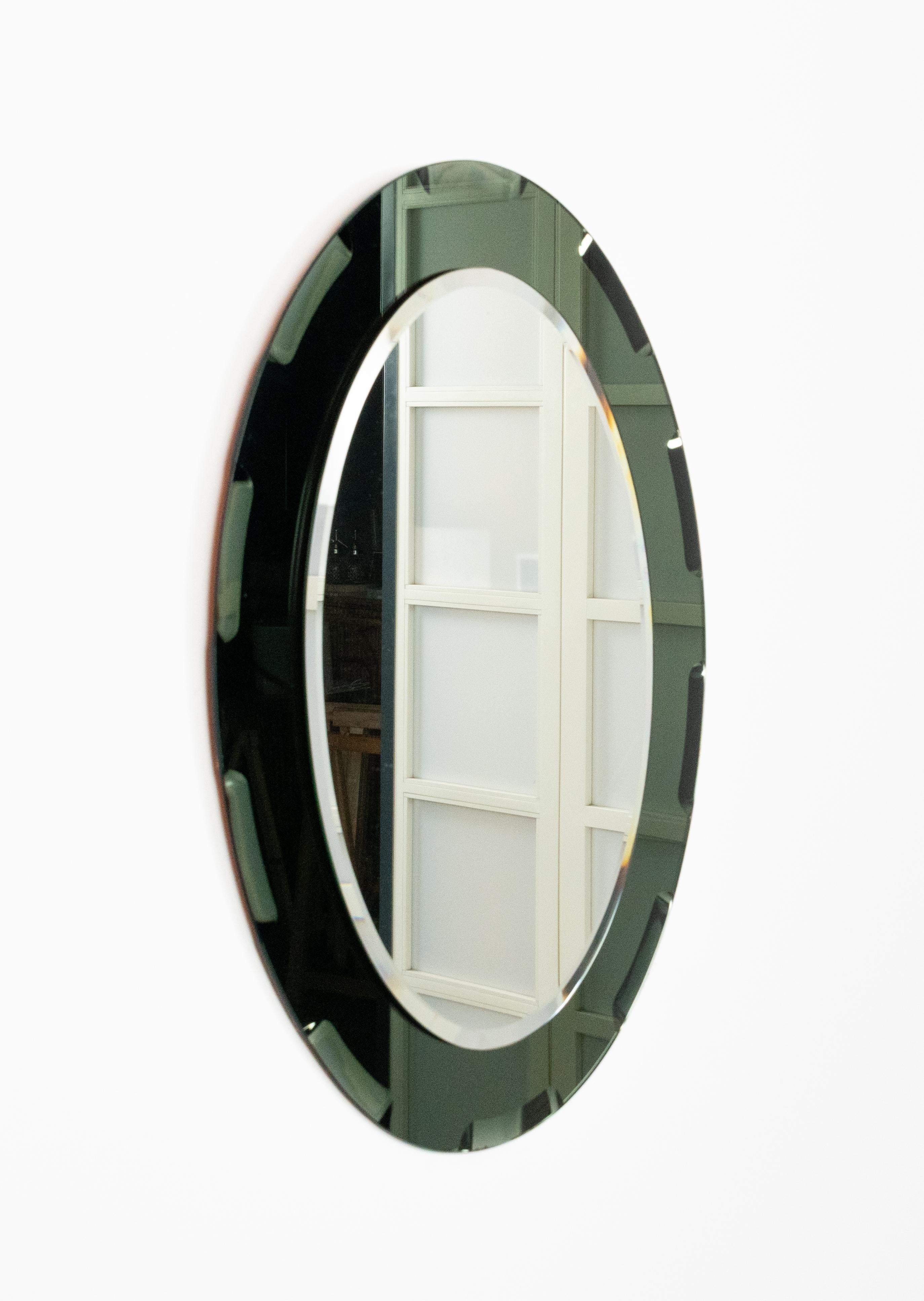 Miroir mural ovale du milieu du siècle avec cadre vert, style Cristal Arte, Italie, années 1960 Bon état - En vente à Rome, IT
