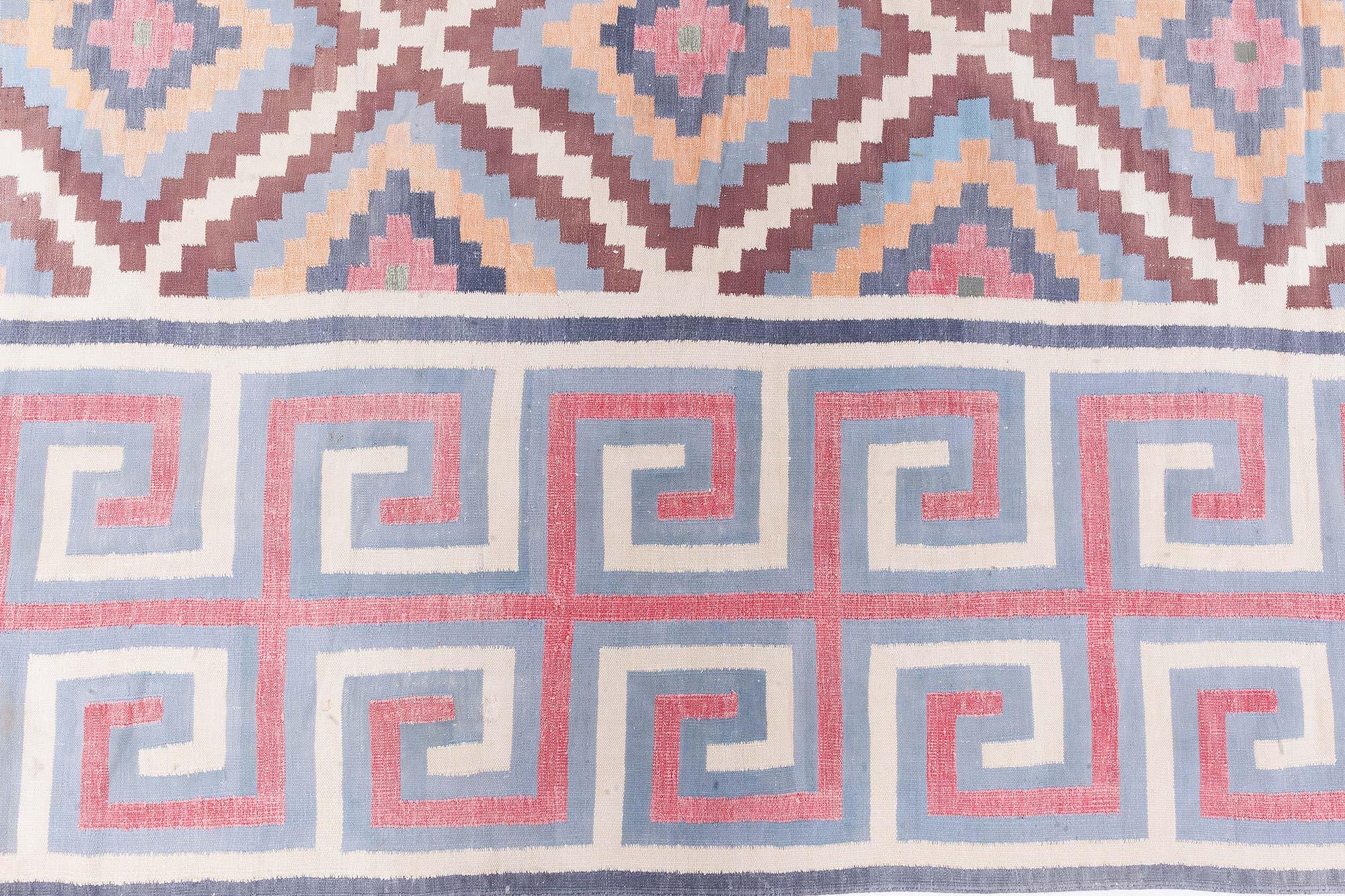20th Century Midcentury Oversized Indian Dhurrie Handmade Rug For Sale