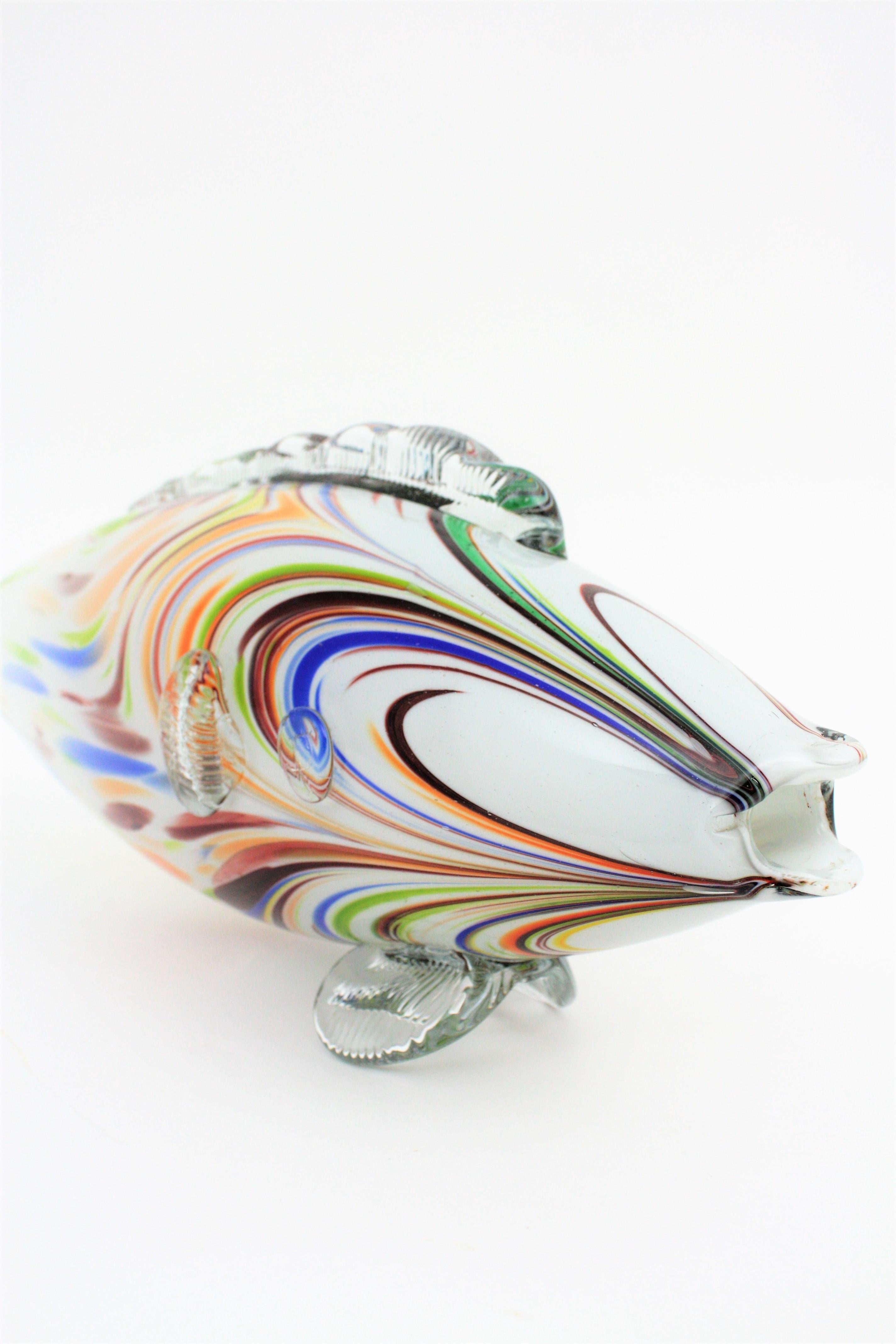 Midcentury Oversized Murano Multicolor Glass Fish Sculpture In Good Condition For Sale In Barcelona, ES