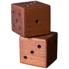 Mid Century Oversized Teak Dice