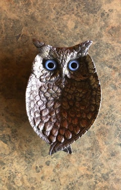 Midcentury Owl Dish in Pewter