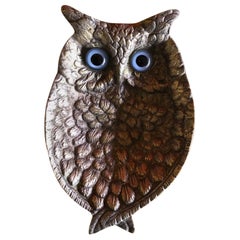 Midcentury Owl Dish in Pewter