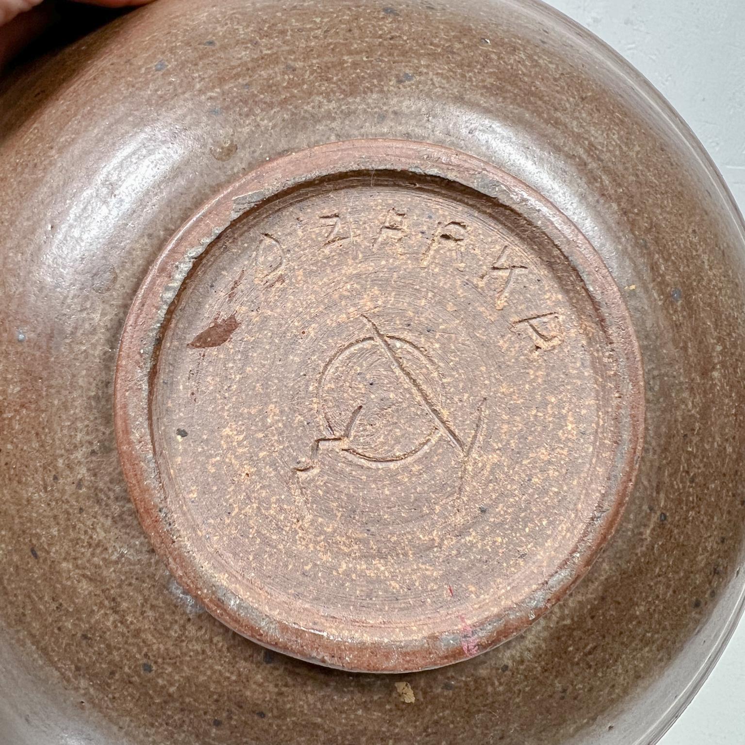 Midcentury Ozarka Pottery Bowl Hand Thrown Brown Stoneware St Joe, Arkansas For Sale 4