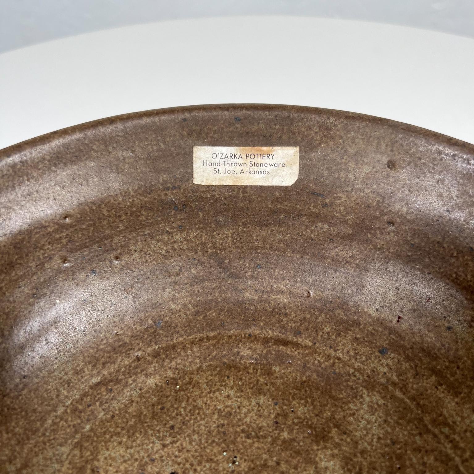 American Midcentury Ozarka Pottery Bowl Hand Thrown Brown Stoneware St Joe, Arkansas For Sale