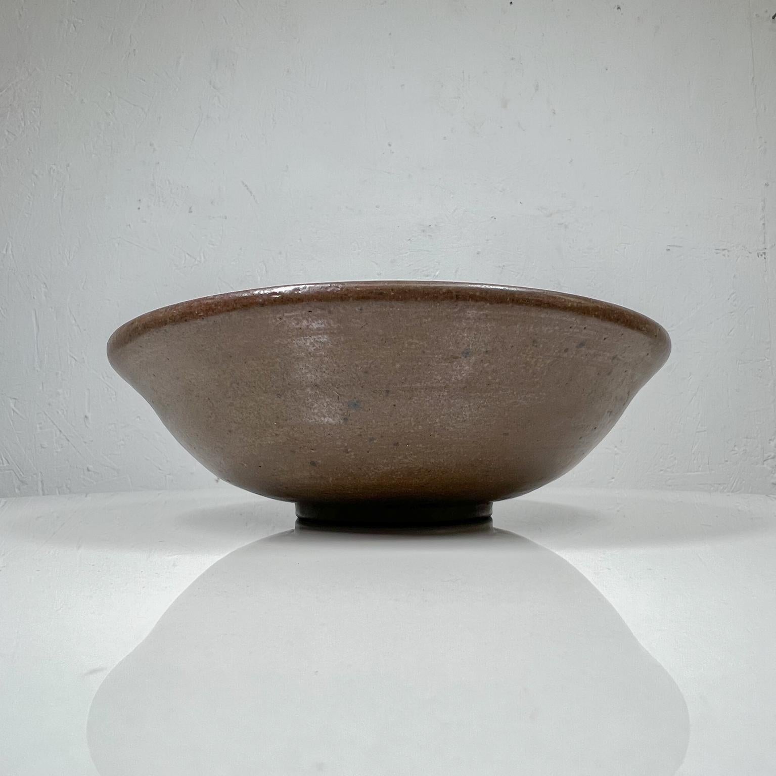 Midcentury Ozarka Pottery Bowl Hand Thrown Brown Stoneware St Joe, Arkansas For Sale 1