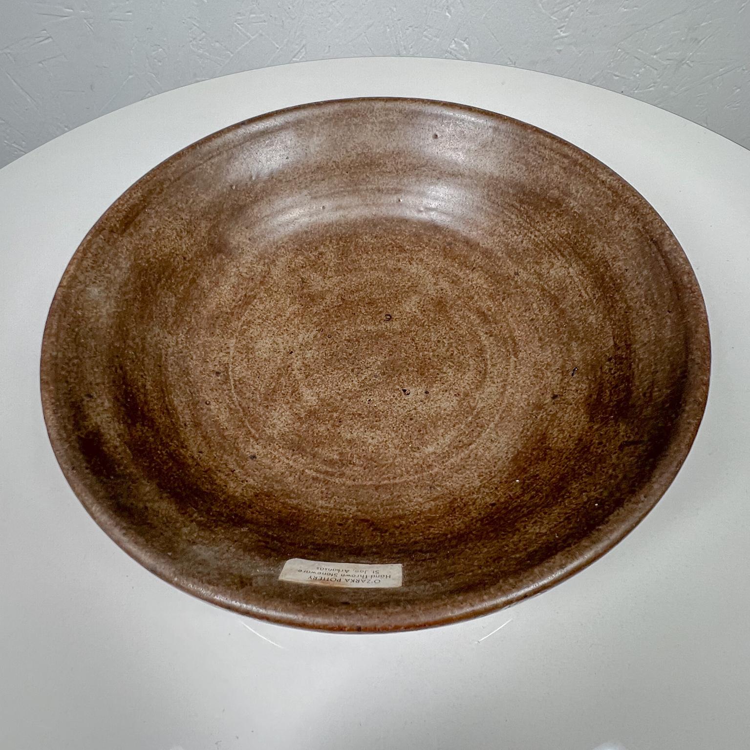 Midcentury Ozarka Pottery Bowl Hand Thrown Brown Stoneware St Joe, Arkansas For Sale 2