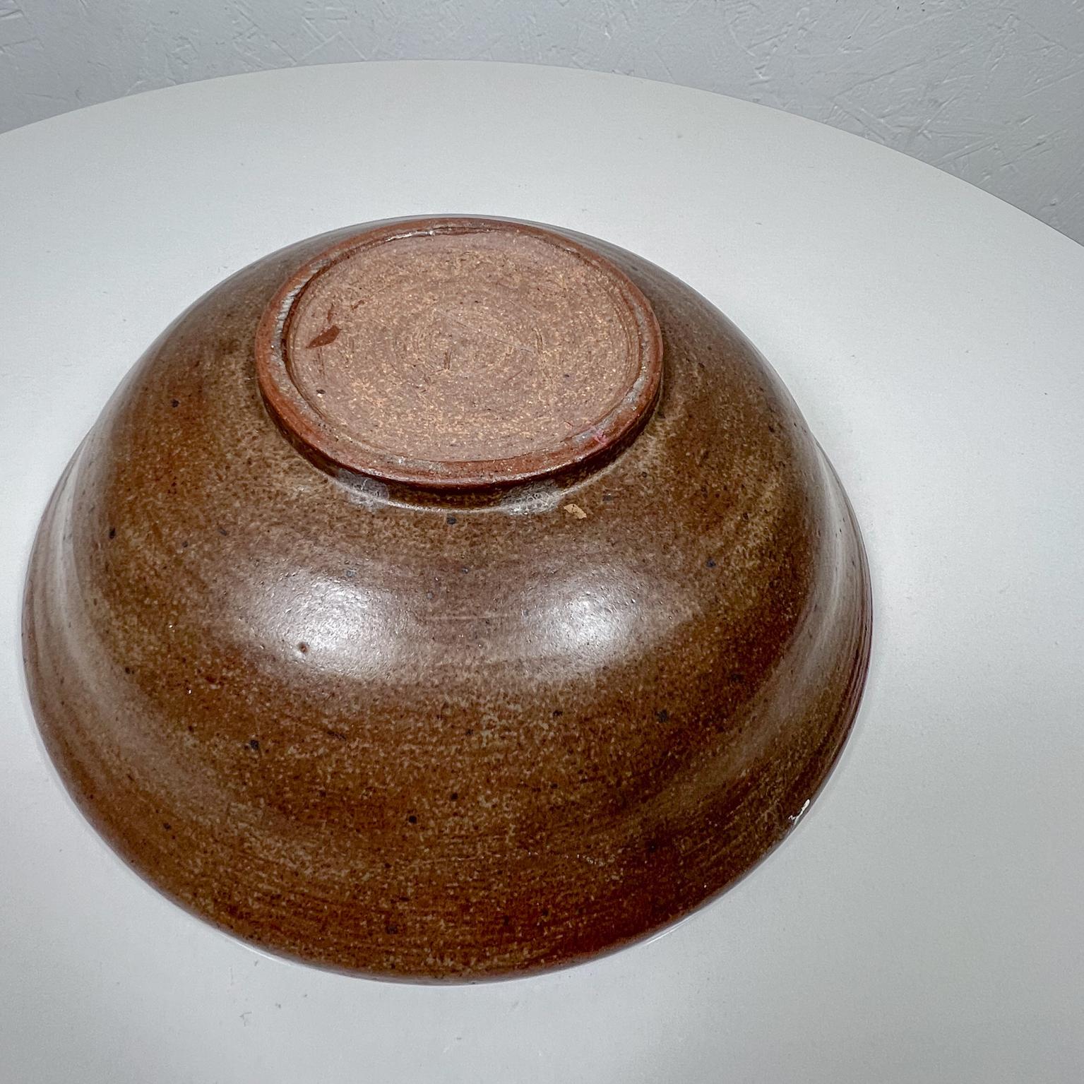 Midcentury Ozarka Pottery Bowl Hand Thrown Brown Stoneware St Joe, Arkansas For Sale 3