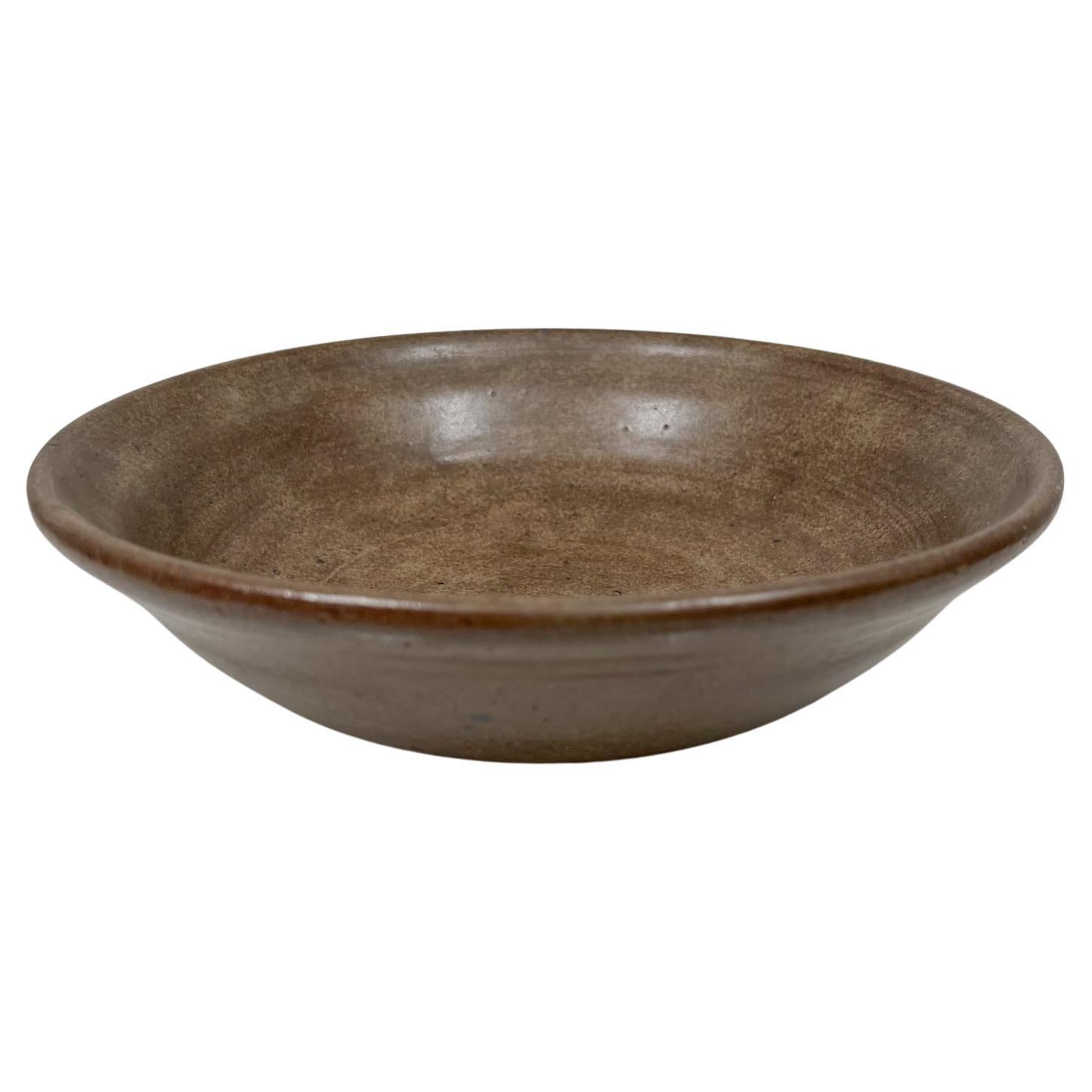 Midcentury Ozarka Pottery Bowl Hand Thrown Brown Stoneware St Joe, Arkansas For Sale