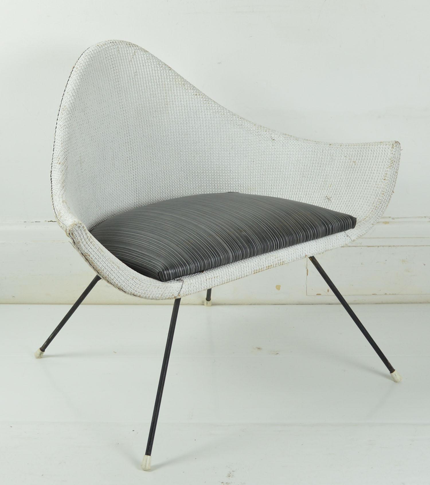 Mid-Century Modern Midcentury Painted Woven Fiber Chair, English, circa 1950