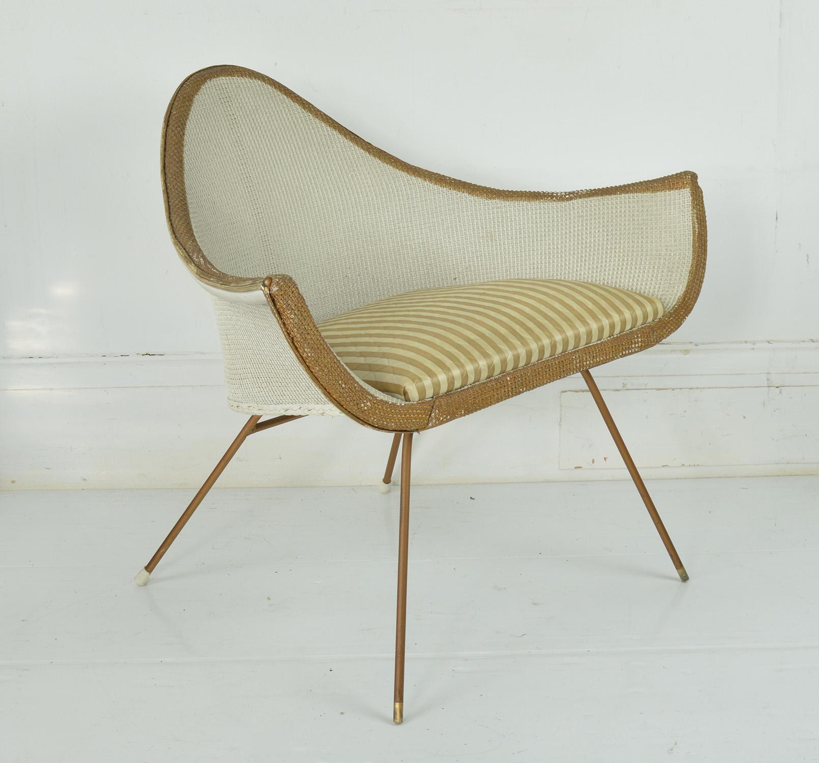Mid-Century Modern Midcentury Painted Woven Fibre Chair, English, circa 1950