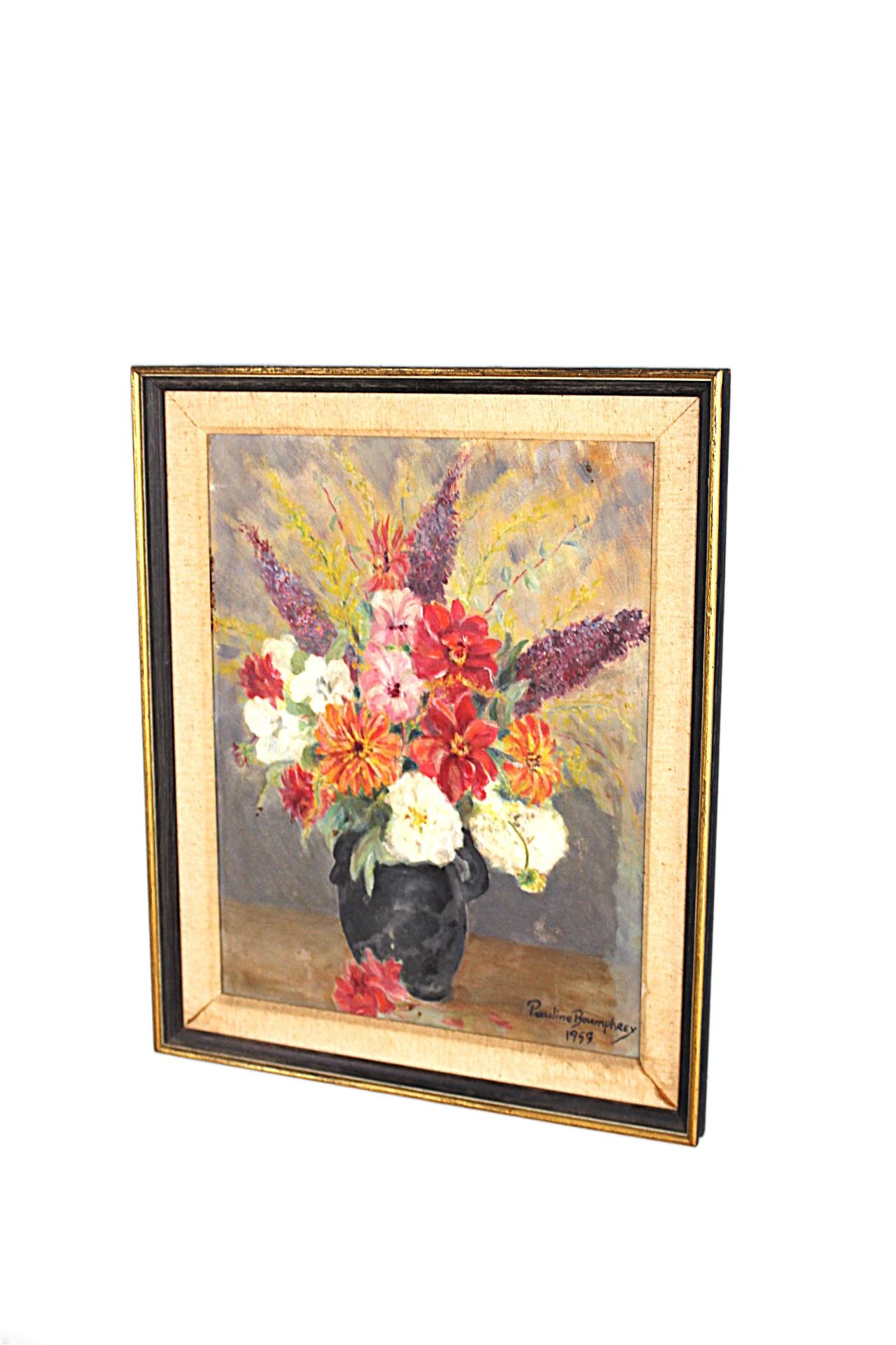 Malerei der Jahrhundertmitte  Stillleben mit Sommerblumen von Pauline Boumphrey im Angebot 2