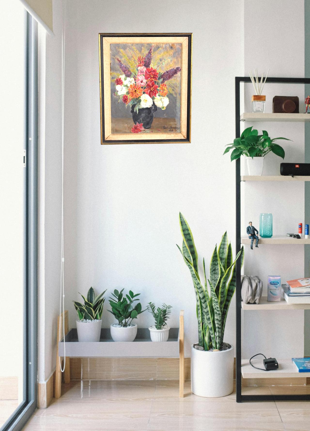 Malerei der Jahrhundertmitte  Stillleben mit Sommerblumen von Pauline Boumphrey (Mitte des 20. Jahrhunderts) im Angebot
