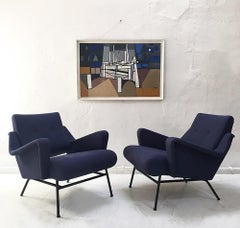 Midcentury Pair of French 1950s Lounge Chairs by Gérard Guermonprez for Magnani