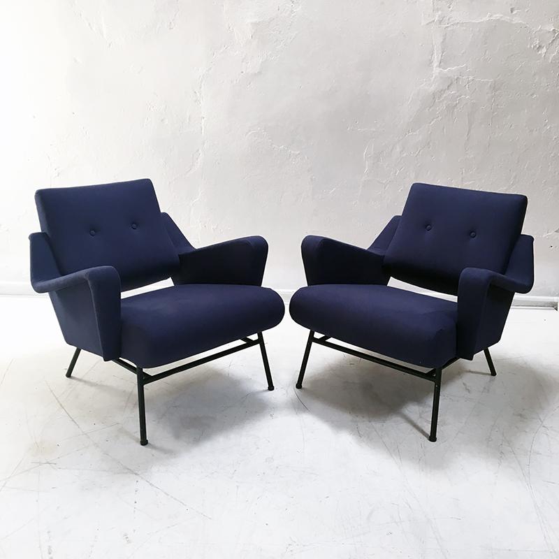 Mid-Century Modern Midcentury Pair of French 1950s Lounge Chairs by Gérard Guermonprez for Magnani