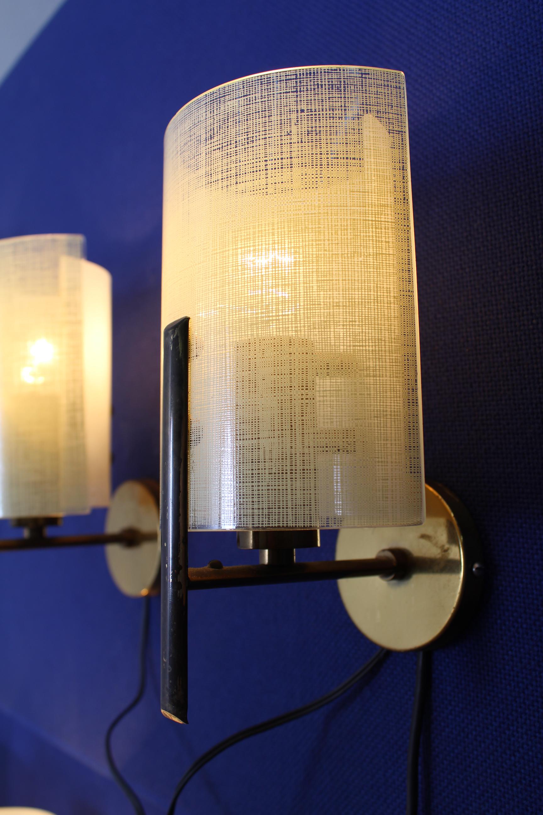 Mid-Century Stilux  Set of 6  Opal Glass Wall Sconces Milano 1960s In Good Condition In Palermo, IT