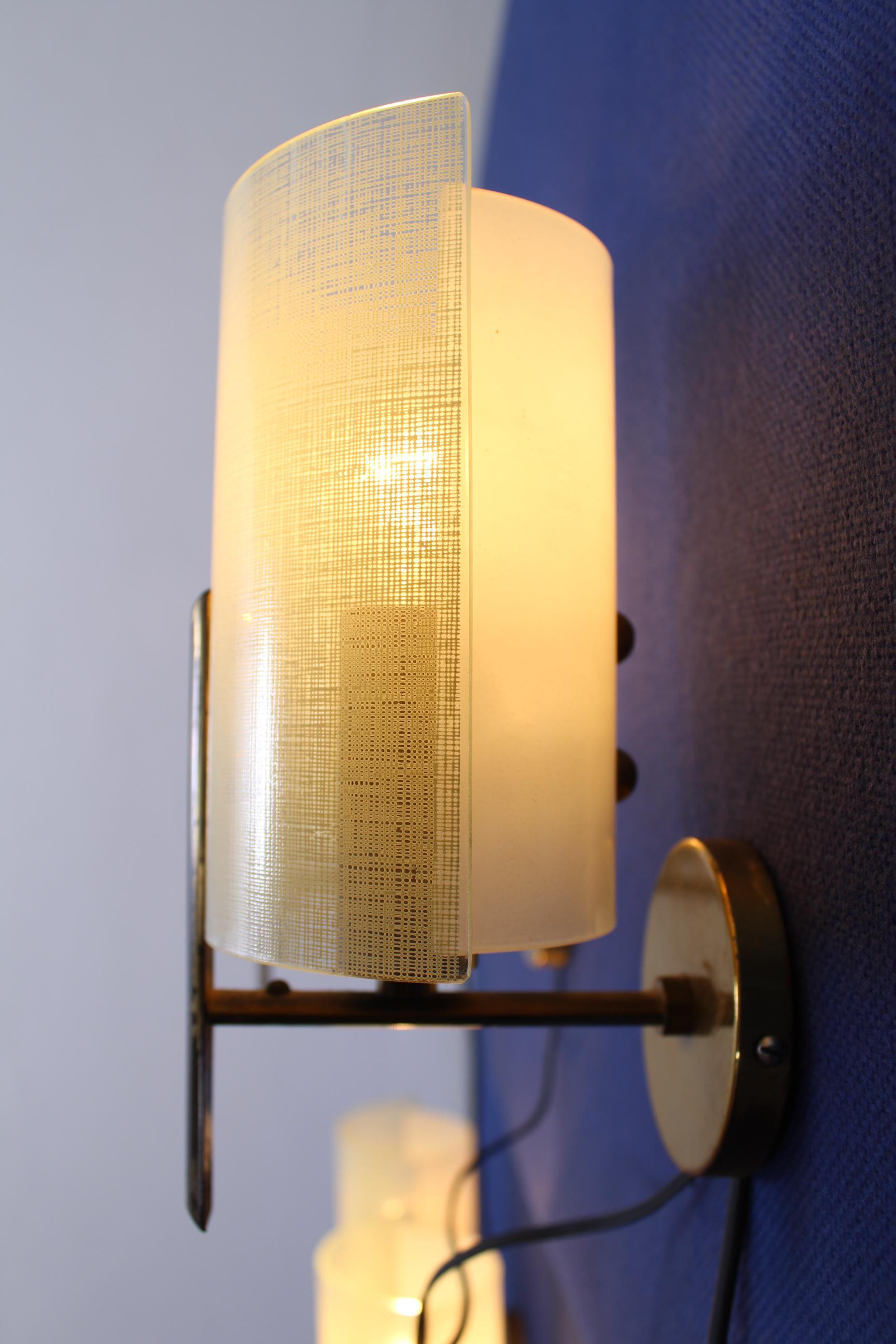 Mid-20th Century Mid-Century Stilux  Set of 6  Opal Glass Wall Sconces Milano 1960s