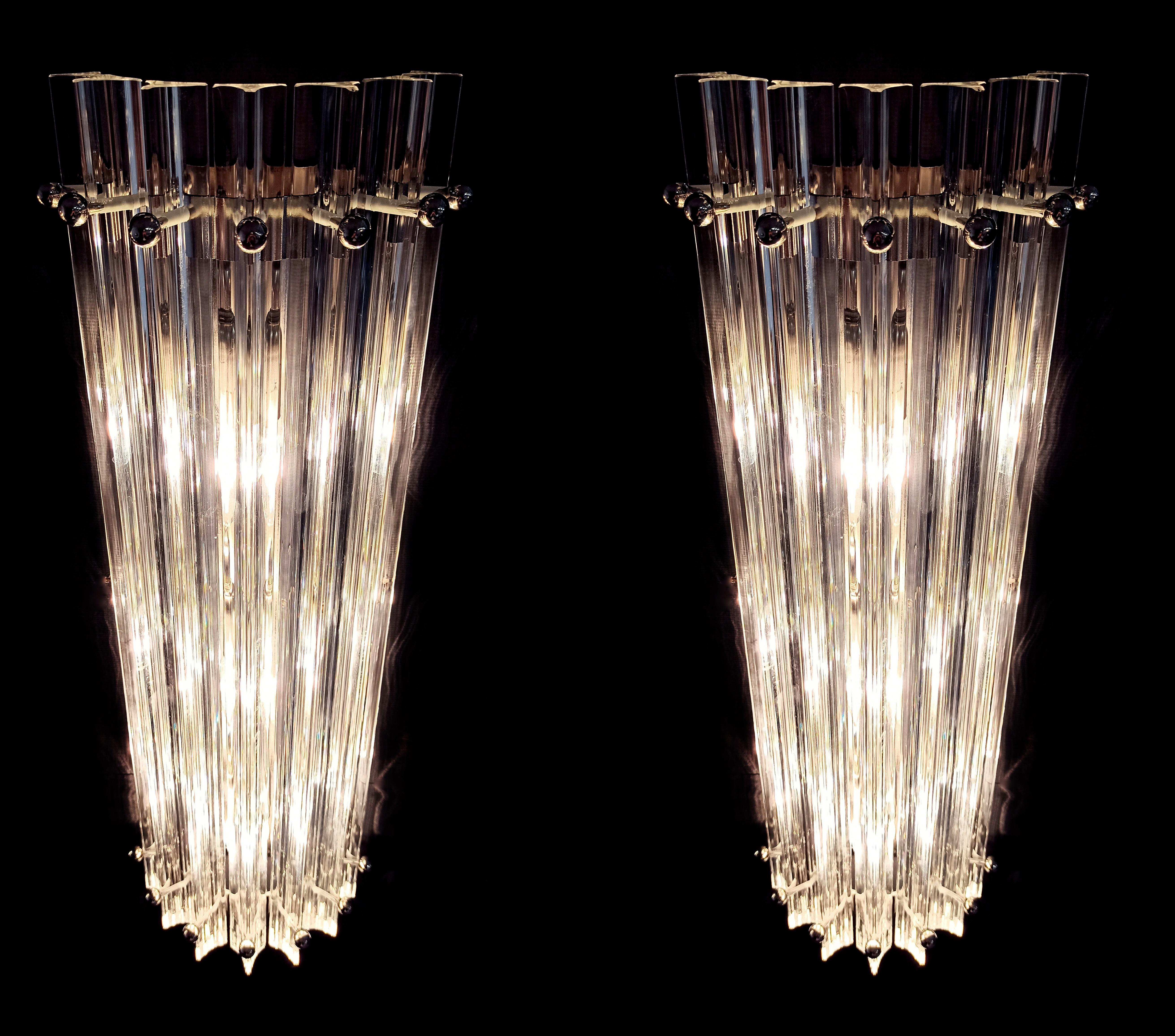  Midcentury Pair Italian Wall Sconces, Murano, 1990s For Sale 5